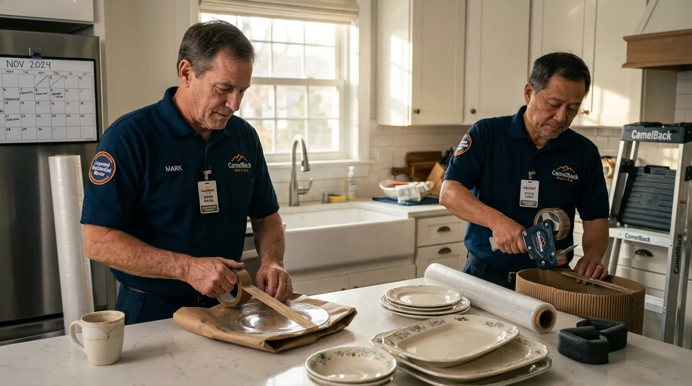 Professional crew packing kitchen dishware in Sherrills Ford, NC