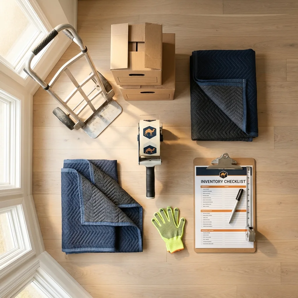 Professional moving supplies and packing materials layout for Sherrills Ford residential relocations